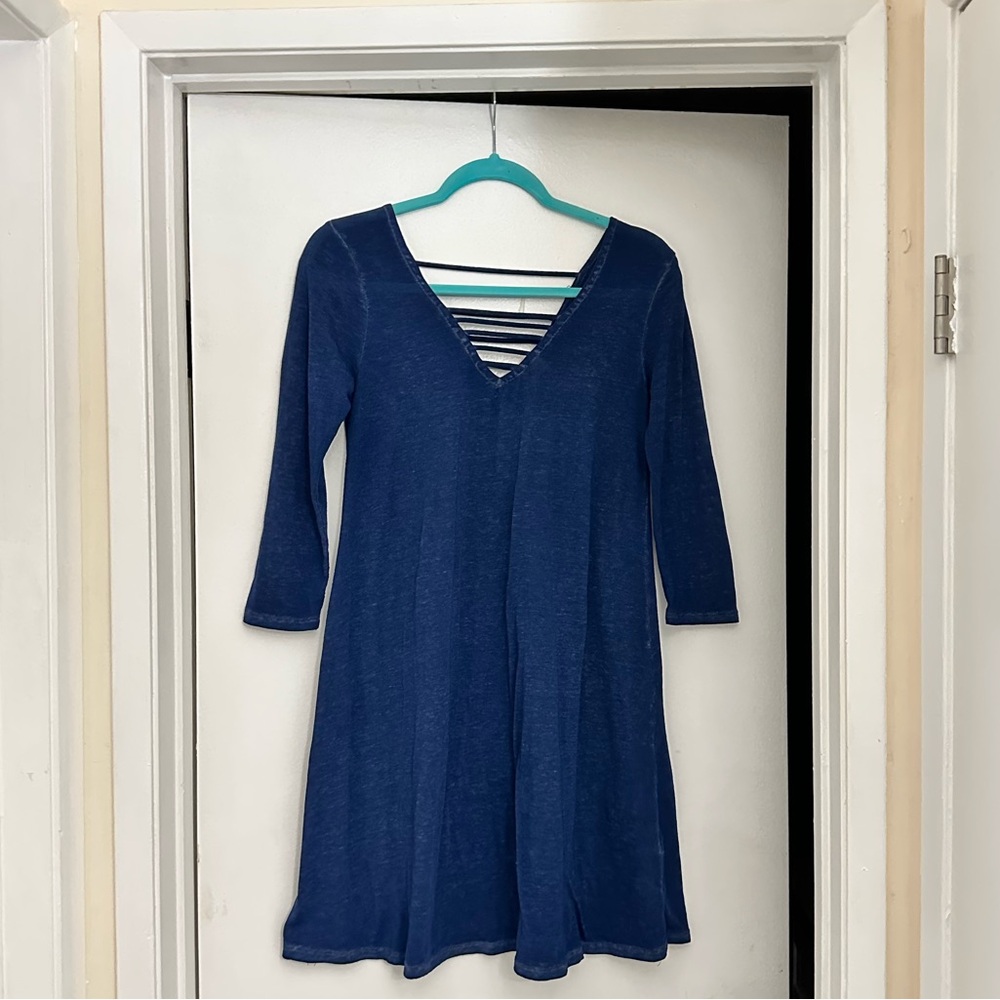 Derek Heart Dark Blue 3/4 sleeve Cut Out Dress